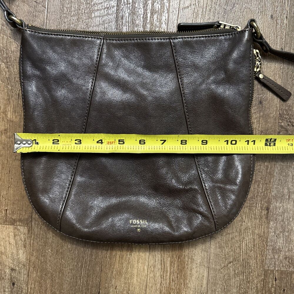 Fossil Gwen Saddle Bag Crossbody Leather Expandable Brown Purse - Picture 10 of 16